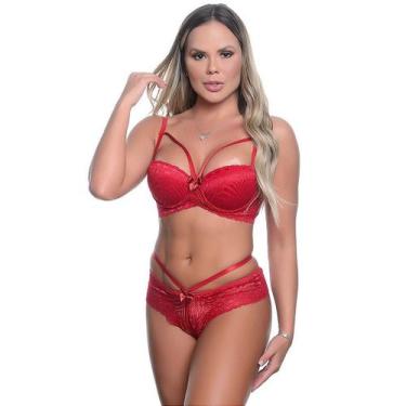Imagem de Conjunto de Lingerie Rendado com Strappy e Lacinho - Yully Lingerie - 
