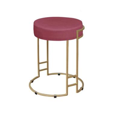 Imagem de Puff Decorativo Sarah Sala E Recepção Metal Dourado Veludo