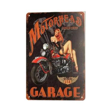 Imagem de Placa De Metal Vintage Da Estação De Gasolina Route 66 Com Meninas Pin