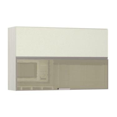 Imagem de Armário Basculante Misto 120cm 1 Pt Fechada 1 Porta Com Vidro Bronze Luci Legno Crema Com Kashmir