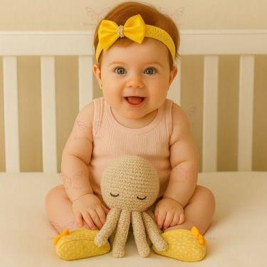 Imagem de Kit Sapatinho Luxo + Faixa Renda Para Bebê Menina RN à 06 Meses - Supr