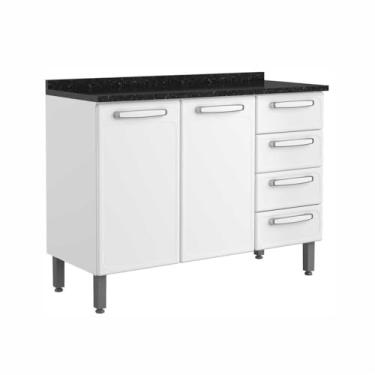 Imagem de Balcão com Tampo Evidence Aço 120cm 2 Portas 7126 Branco - Bertolini