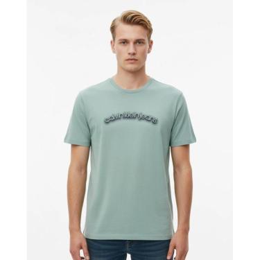 Imagem de Camiseta Calvin Klein Masculina Azul Claro logo Ck Jeans - 4RB839G-020-Masculino