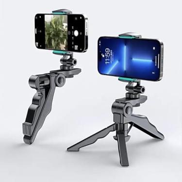 Imagem de Mini tripé flexível para celular Vlog Selfie Stick com suporte para celular, mini suporte dobrável compatível com iPhone Samsung Google, preto