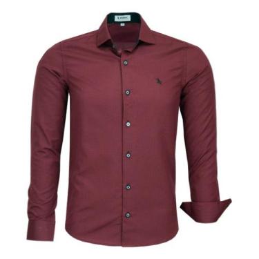 Imagem de Camisa Social Manga Longa Amil Slim Fácil De Passar 1861, Vinho, 4