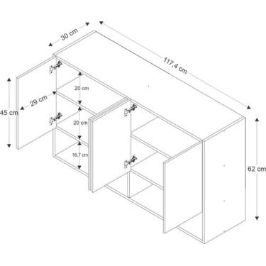 Imagem de Armario Aéreo Organizador Multiuso Quarto Sala Bela 4 Portas - Mega Fa