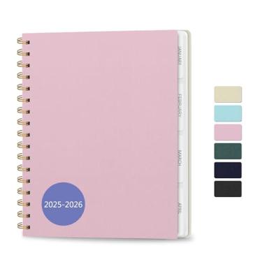 Imagem de Agenda 2025-2026, agenda semanal e mensal, capa de linho, agenda de 18 meses (janeiro de 2025 a junho de 2026), 24 x 21 cm, agenda de calendário com abas mensais, bolso interno, alça para caneta,