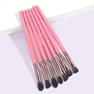Imagem de Pincel de maquiagem, 7 peças de pincel de maquiagem sintético denso angular Kabuki, para líquido e pó de fixação (ouro rosa 1)