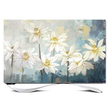 Imagem de Capa de TV de tecido macio 32-80 polegadas interior elástico capa protetora de tela artística montada na parede protetor à prova de poeira para TVs de tela plana LED/LCD e monitores de PC - flor | |
