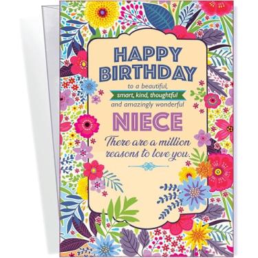 Imagem de Chuck's Card-O-Rama - Cartão de aniversário para sobrinha - Feito nos EUA - Cartolina premium, envelope incluído - 12,7 cm x 19,7 cm - Embalado em correio extra resistente - 95407