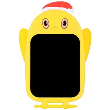 Imagem de LCD Escrita Tablet Prancheta de desenho em formato de coruja Design de desenho animado de Natal para crianças Placa de graffiti amarela com função transparente de uma tecla para