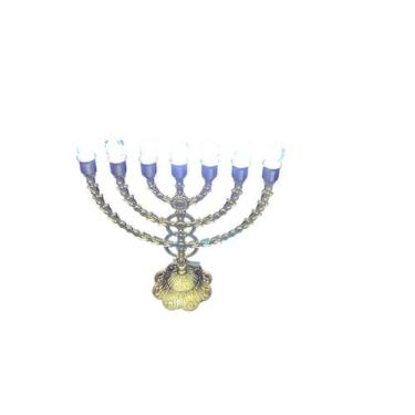 Imagem de Candelabro Menorah de Acrílico Dourado com Lâmpada - 25cm x 27cm - no-
