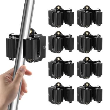 Imagem de laofeei Suporte de esfregão e vassoura tamanho grande para pendurar 1 kg extra, suporte de vassoura pacote com 8, suporte de parede para organizar vassoura de esfregão no jardim, lavanderia, limpeza,