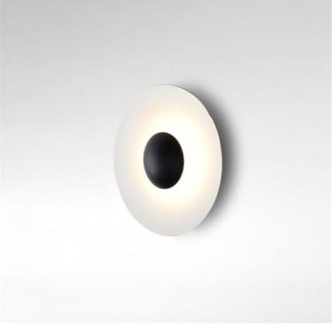 Imagem de Luminária de parede nórdica redonda, moderna e criativa, para decoração de sala de estar, quarto e corredor (35 cm de diâmetro, branca + preta, 1 unidade)