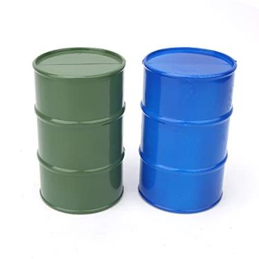 Imagem de 1/10 Blue Green Mini Oil Barrel Drum, Metal RC Car Decoration Fit para SCX10, Tamiya CC01 D90 D110 TF2 Com (Verde azul)