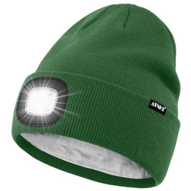 Imagem de Gorro iluminado por LED ATNKE USB recarregável 4 LED verde