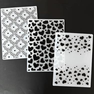 Imagem de 3 peças de pasta de plástico em relevo, textura de elementos amorosos para o Dia dos Namorados, 12 x 18 cm para fazer cartões, faça você mesmo, scrapbook, papel, artesanato, artesanato, scrapbook