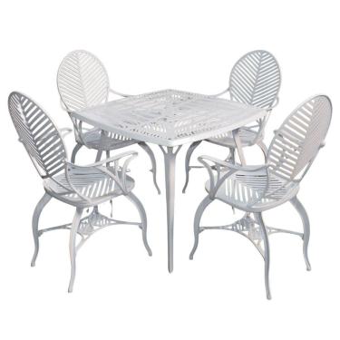 Imagem de Conjunto Com Mesa Quadrada E 4 Cadeiras Modelo Space Branco