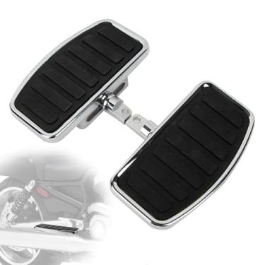 Imagem de PSLER 2 peças de pés de motocicleta, pedais ajustáveis para piso traseiro do passageiro para Touring Electra Glide Road King Softail Dyna Sportster XL 883 1200, cromado, padrão de listras horizontais