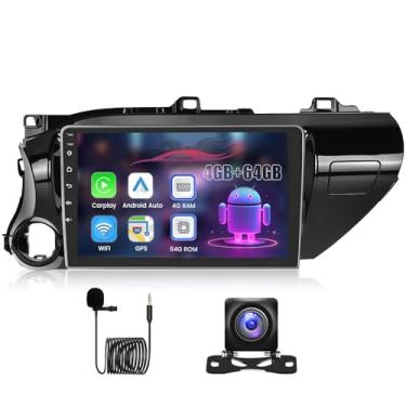 Imagem de Android 13.0 Estéreo automotivo para Toyota Hilux (2015-2020) [8 núcleos 4G + 64G] sem fio Carplay Android Auto, rádio veicular com tela sensível ao toque de 10,1 polegadas com DSP/BT/WiFi/link