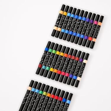 Imagem de Kit com 36 Canetas Brush Metálicas com Glitter – Ponta Dupla, Lettering, Desenho e Pintura – Estojo Acrílico Transparente (Multicolorido)