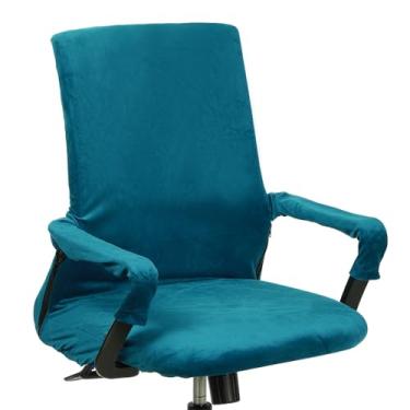 Imagem de PATIKIL Capa para cadeira de escritório, 99 cm, capa extensível universal para assento de computador com capa de apoio de braço, zíper para cadeiras de escritório, assento de mesa, azul