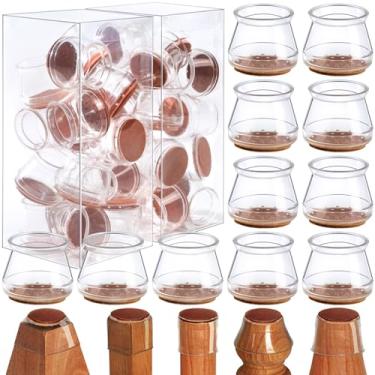 Imagem de HNYYZL Pontas de perna de cadeira de silicone, 32 peças, protetores de piso de perna de cadeira de borracha para madeira, perna de cadeira com almofadas de madeira, protetores de perna de móveis