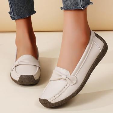 Imagem de Mocassins femininos confortáveis e leves, sem cadarço, para negócios, casual, trabalho, escritório, caminhada, mocassim para dirigir, Bege, 39