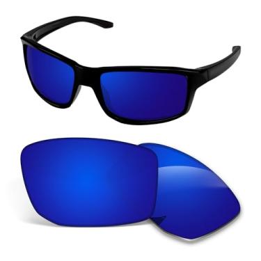 Imagem de Biyxpiv Lentes de substituição de 1,5 mm compatíveis com óculos de sol Oakley Gibston XL OO9470 62 mm, antiarranhões e resistentes a impactos, Espelhado azul escuro