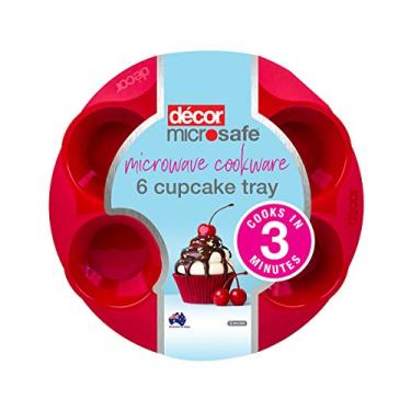 Imagem de Bandeja para cupcake de 6 xícaras para micro-ondas Decor Microsafe | Cupcakes perfeitamente assados em apenas 3 minutos | Livre de BPA | Pode ir à lava-louças