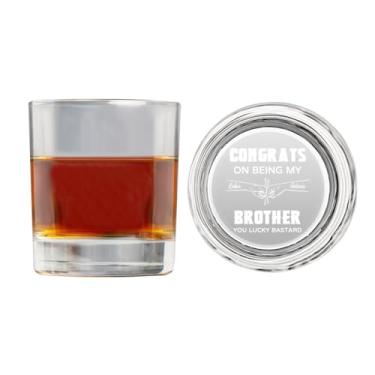 Imagem de Congrats On Being My Brother Copo de uísque personalizado, copo de bourbon personalizado com nome, presentes engraçados de aniversário, amizade de fraternidade (estilo 13)
