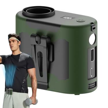 Imagem de Ventilador de cintura recarregável com clipe – Ventilador de cinto de resfriamento portátil de 5 velocidades para trabalho ao ar livre, academia, acampamento e viagens | Ventilador silencioso com mãos