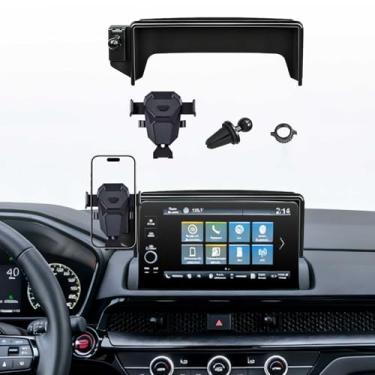 Imagem de Suporte de telefone de carro para Honda HR-V 2023-2025 Acessórios/CR-V 2023 2024 2025, clipe fixo de tela de 7/9 polegadas, suporte de celular com organizador de console central, acessórios