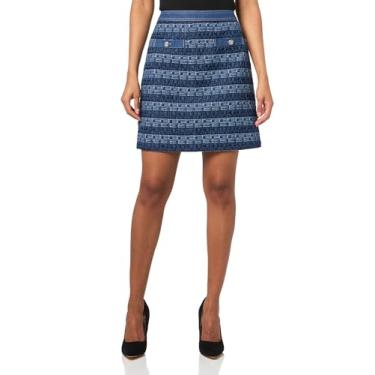 Imagem de Karl Lagerfeld Saia jeans feminina de tweed, Azul Aura/Azul Francês Multi, 40