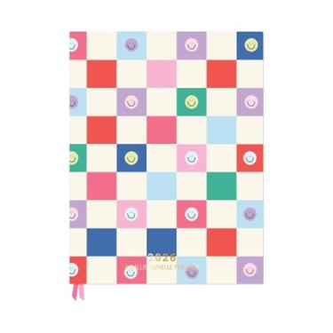 Imagem de Agenda semanal 2026 – Smiley quadriculada por Callie Danielle, capa de couro vegano de 21,6 x 28 cm, organizador datado sem espiral com rastreadores de objetivos e hábitos, presente divertido para