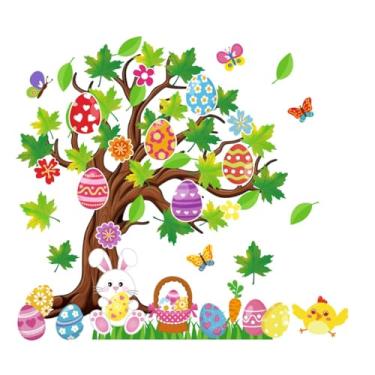 Imagem de JarThenaAMCS Decoração de quadro de avisos de árvore para sala de aula, primavera, flor, coelho, ovo, pintinho, recortes de papel para escola, sala de aula, quadro-negro, decoração de porta de parede