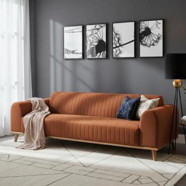 Imagem de Sofá Living Átila 2,10m. Design Retrô. - Leonardi, Terracota - Suede