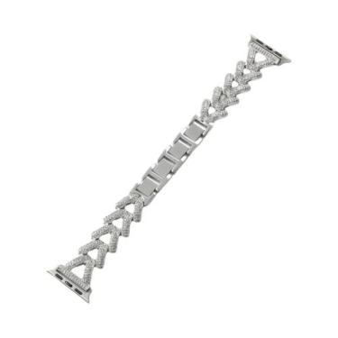 Imagem de Pulseira De Metal Com Diamantes Para Apple Watch Series 9 8 7 SE 6 Ult