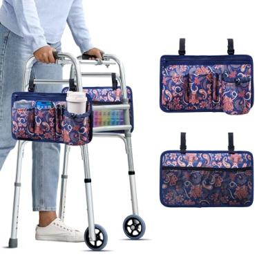 Imagem de BAGSFY Bolsa para andador 2 em 1 e bandeja de andador com suporte de copo e bolso lateral – mesa de andador superior rígida para idosos – Acessório dobrável para refeições, leitura, bebidas