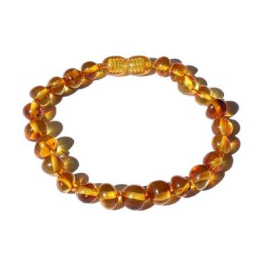 Imagem de Pulseira e Tornozeleira Infantil 15cm Âmbar Báltico Mel Polido - Âmbar