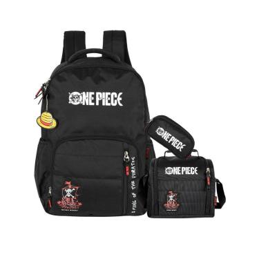 Imagem de Kit One Piece Mochila Costas + Lancheira + Estojo Triplo