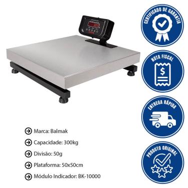 Imagem de Balança Digital De Plataforma Balmak K-300IB-3/S Standard Inox 50x50cm 300kg Remoto Com Bateria