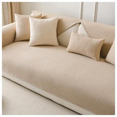 Imagem de SPXMQSS Capa para sofá, capa macia para sofá, seccional, antiderrapante, universal, em forma de L, capa espessa para sofá, protetor de móveis, 110 x 110 cm