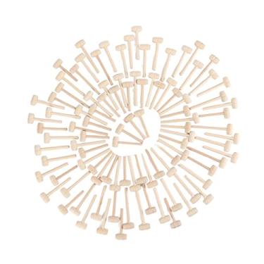 Imagem de GLOGLOW Mini Martelos de Madeira, 100 Peças, Madeira de Bétula, Cabeça de 1,1 X 0,5 Cabeça, para Quebrar Chocolate, Jogos de Festa, Presentes de Feriado