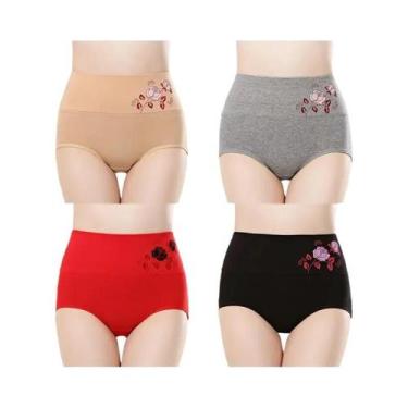 Imagem de Conjunto De Roupa Íntima De Algodão plus Size Para Mulheres 4PCS Calci