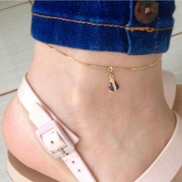 Imagem de Tornozeleira Nossa Senhora Aparecida Cravejada Banho De Ouro