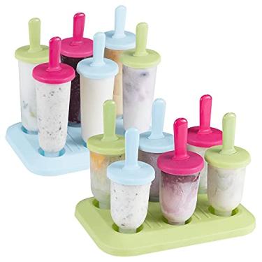 Imagem de Molde de picolé, moldes de picolé, pacote com 2 moldes de sorvete reutilizáveis, 6 cavidades cada, 2 tamanhos