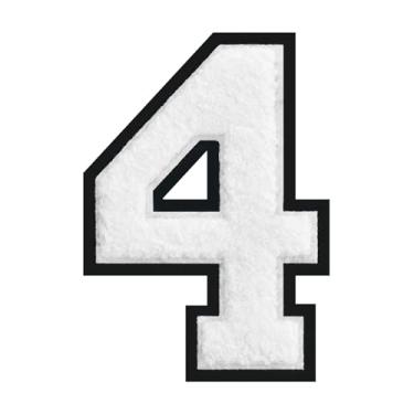 Imagem de 1 peça de patch de número de chenille de ferro branco de 15 cm com borda preta – adesivos do alfabeto para roupas, jaquetas, mochilas, chapéus para decoração personalizada, nome personalizado e