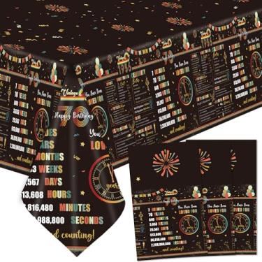 Imagem de Hokinaa Toalha de mesa para festa de aniversário de 70 anos – 3 peças de toalhas de mesa retangulares vintage retrô pôr do sol de plástico descartáveis, Happy Cheers to 70 anos de idade, em 1956