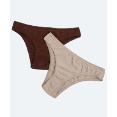 Imagem de Kit 2 Calcinhas Tangas Marisa-67149, Bege e preto, GG